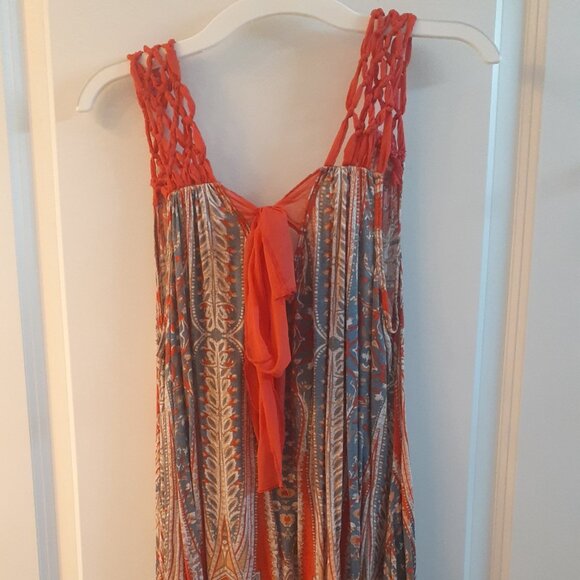 Free People Regal Macrame Orange Boho Print Tank - Picture 3 of 3